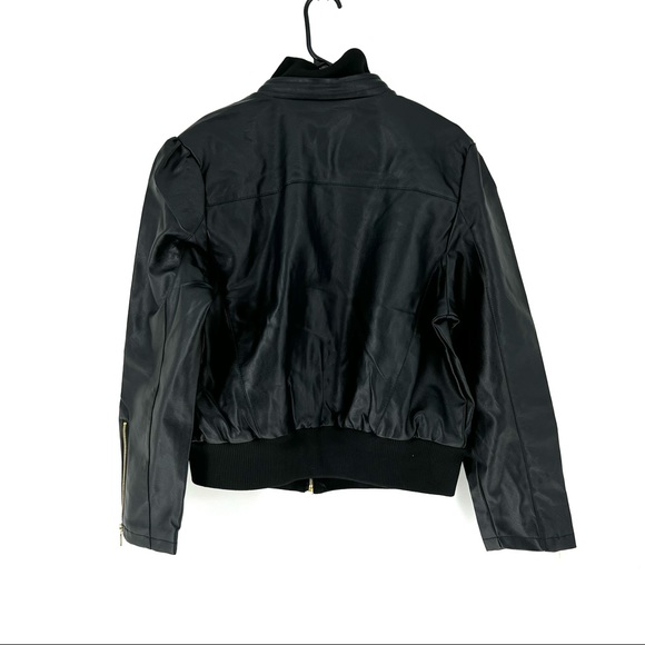 Black New Look Women's Faux Leather Puff Sleeve Full Zip Jacket - Picture 7 of 10